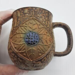 Set of 6 Vintage Coffee Cups Mugs‎ Flower with Blue Center Made In Japan